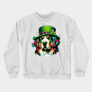 Braque Francais Pyrenean Revels in Saint Patrick's Day Crewneck Sweatshirt